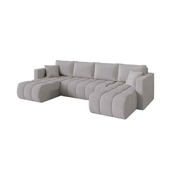 ALTDECOR SEDACÍ SOUPRAVA DO U s funkcí spaní a úložným prostorem GARD-U 300x146x85 světle šedá bouclé