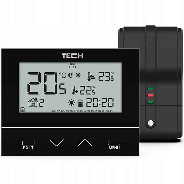 Bezdrátový Regulátor Teploty Pokojový Termostat Tech ST-292 V2 Černý