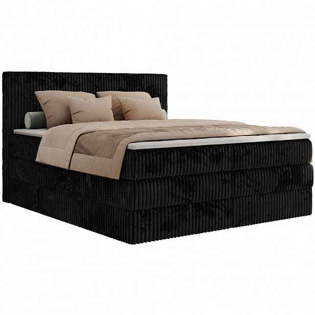 MKS POSTEL BOXSPRING TILIANO KING 140/200 - Černý manšestr - H3