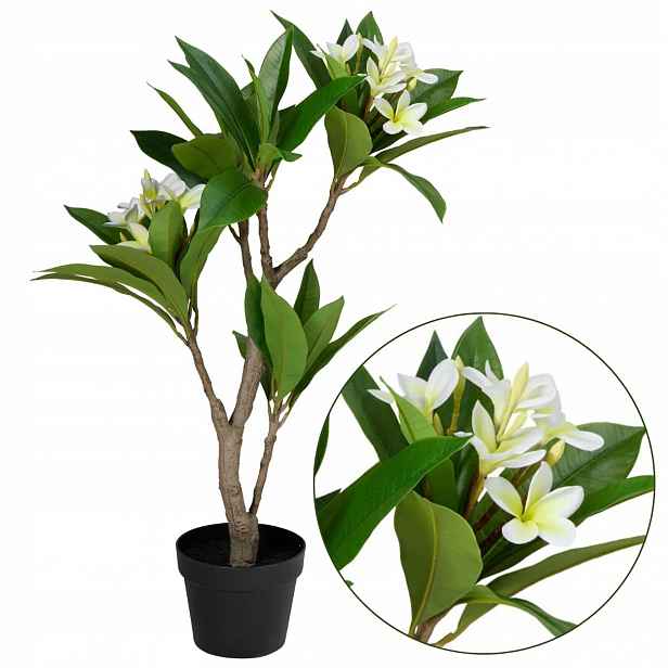 Umělý Stromek rostlina Frangipani Květina 90 cm v květináči ozdoba Dekorace