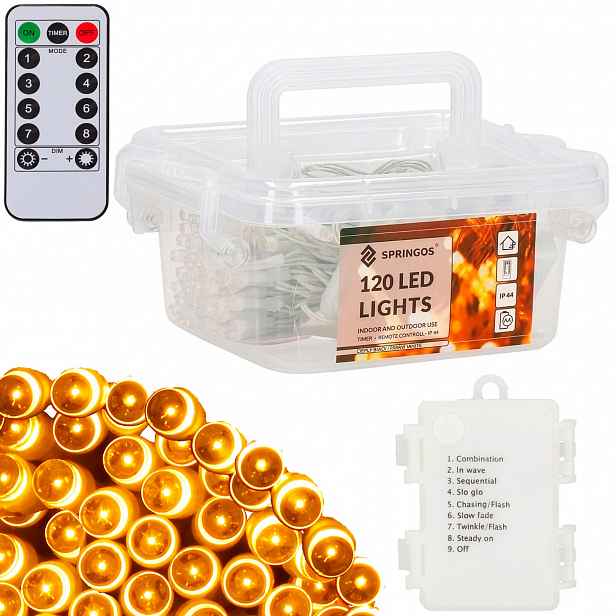 Vánoční Osvětlení Na Stromeček Na Baterie 120 Led Bílé Teplé Na Baterie Osvětlení