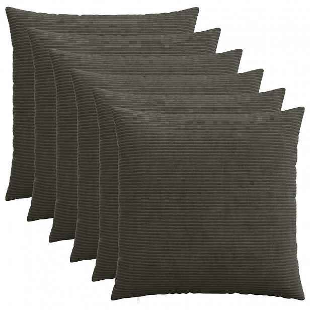 vidaXL Povlak na polštář 6 pcs HEERLEN Antracitová 65 x 65 cm manšestr