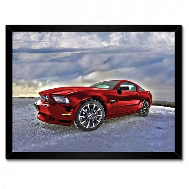 Plakáty v rámu 40x30 Červený Mustang Sníh