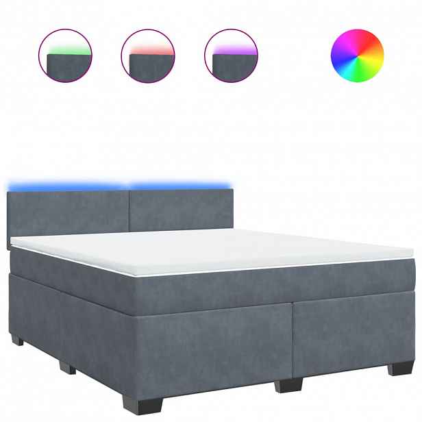 vidaXL Box spring postel s matrací tmavě šedá 180x200 cm samet