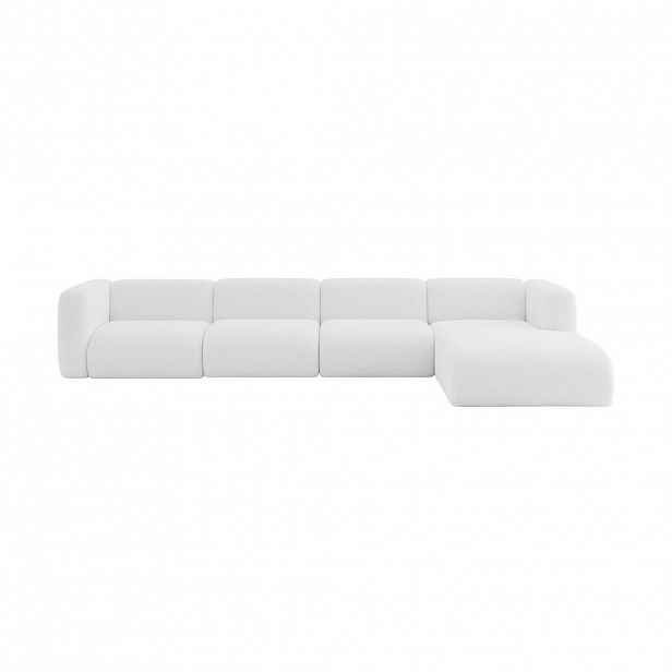 ALTDECOR ROHOVÁ SEDAČKA S PRAVOU OTOMANOU MIRA-L3 409x179x70 Bílá Bouclé