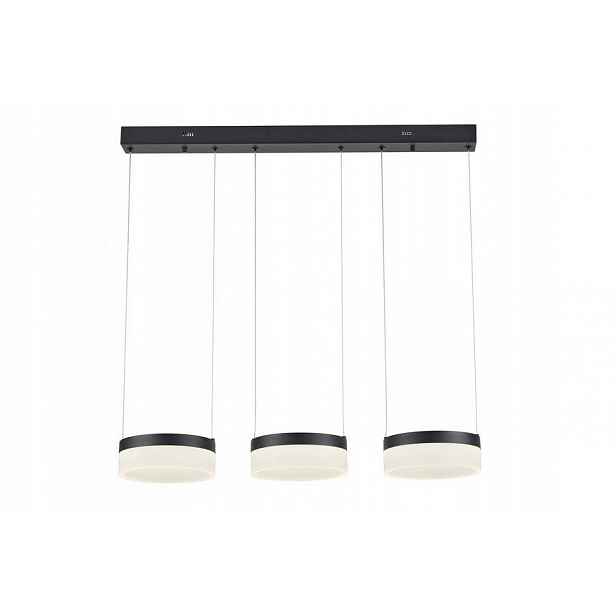Dlouhá lampa nad stůl s visícími Led kolečky, černá, do jídelny nebo obývacího pokoje