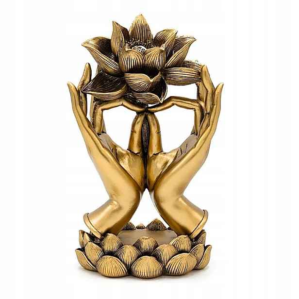 Figurka Zlaté ruce s lotosovým květem ozdoba jóga Zen Feng Shui