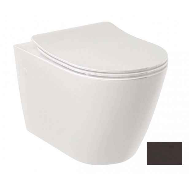 Kludi Resa R - Závěsné WC se sedátkem SoftClose, Rimless, Spiralflush, matná černá 23WCSET39