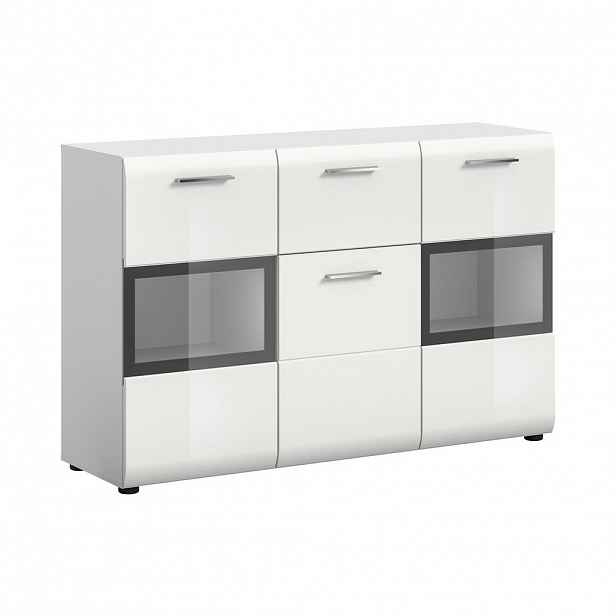 Livetastic ŠIROKÁ KOMODA, bílá, vysoce lesklá bílá, 125/81/37 cm