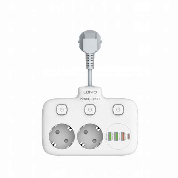 Zásuvka Rozbočka Čtyřnásobný Vypínač 2 Usb QC3.0 Pd 20W
