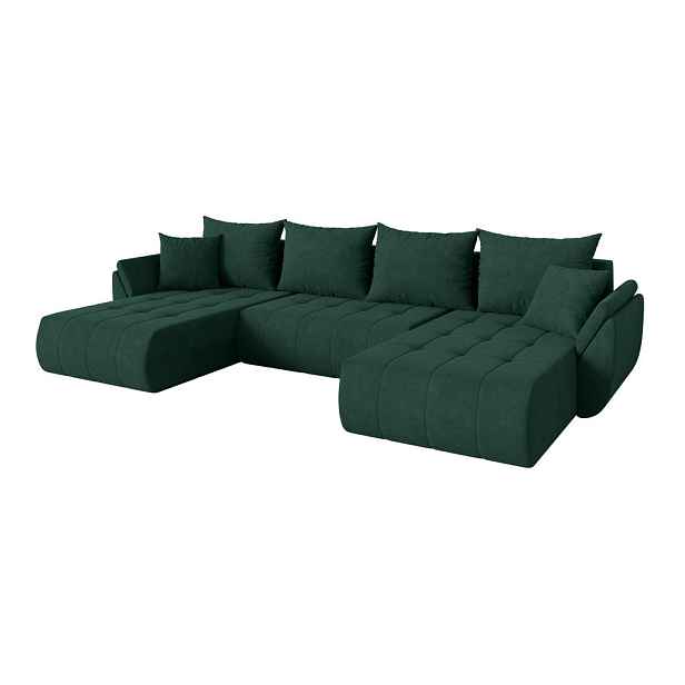 ALTDECOR SEDACÍ SOUPRAVA DO U s funkcí spaní a úložným prostorem TOKO-U 378x194x86 zelená velur