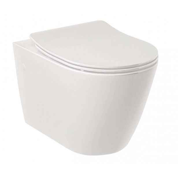 Kludi Resa R - Závěsné WC se sedátkem SoftClose, Rimless, Spiralflush, lesklá bílá 23WCSET43