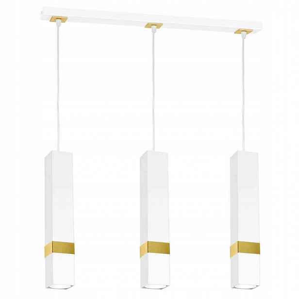 Milagro Závěsná lampa Vidar 3xGU10 Bílá Zlatá Nastavitelná nad stůl 60 cm