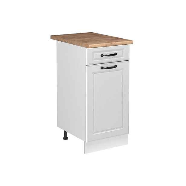 Vicco SKŘÍŇKA POD DŘEZ R-Line, Bílý venkovský dům/Bílá, 40 cm pracovní deska Zlatý mocný dub