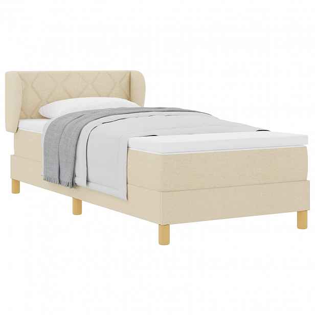 vidaXL Postel s boxspringem s čelo Krémová 90 x 190 cm textil