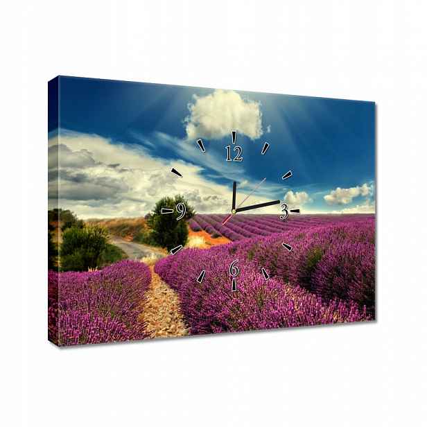 Nástěnné hodiny 60x40 Pole levandulové