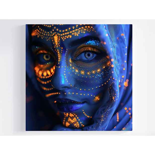 Obraz Na Plátně Canvas Portrét Žena Tvář Neon Uv Body Painting 50x50