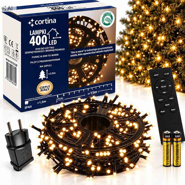 Vánoční Osvětlení Na Stromeček 400 Led Venkovní Dálkové Ovládání Teplá Bílá Světla Vánoční Stromek