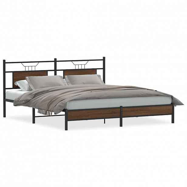vidaXL Rám postele bez matrace hnědý dub 160 x 200 cm kompozitní dřevo