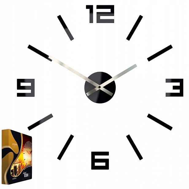 Akrylový nástěnný hodinový strojek Digit Arabic Black Kulatý