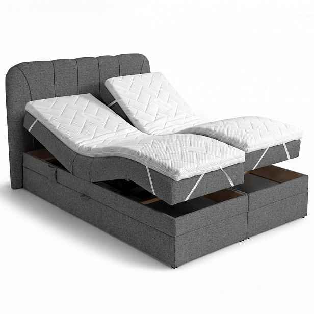 Beautysofa BOXSPRINGOVÁ POSTEL Romeo s elektrickým polohováním matrace, 160x200 cm, tmavě šedá