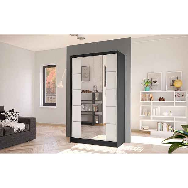 Elegantní šatní skříň ARINI 5 - šířka 100 cm, černá / bílá