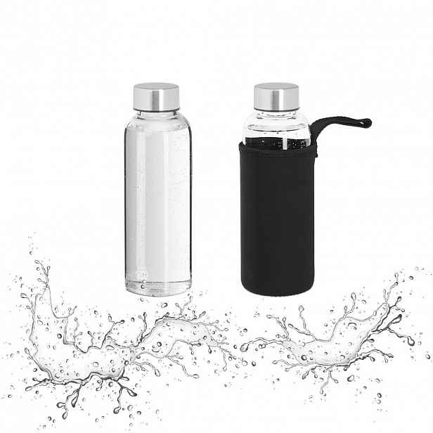 Relaxdays LÁHEV Průhledná Černá 2er-Set Borosilikátové sklo 360 ml