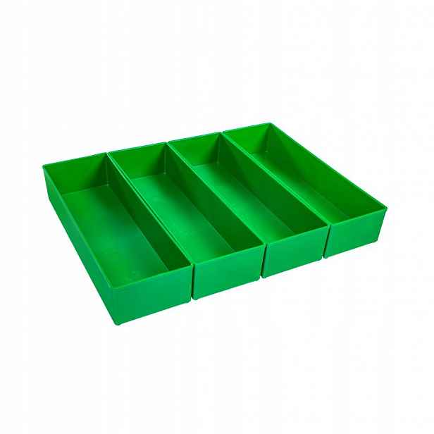 Sada 4 přihrádek G3, tmavě zelená barva, 312 x 104 x 63 mm