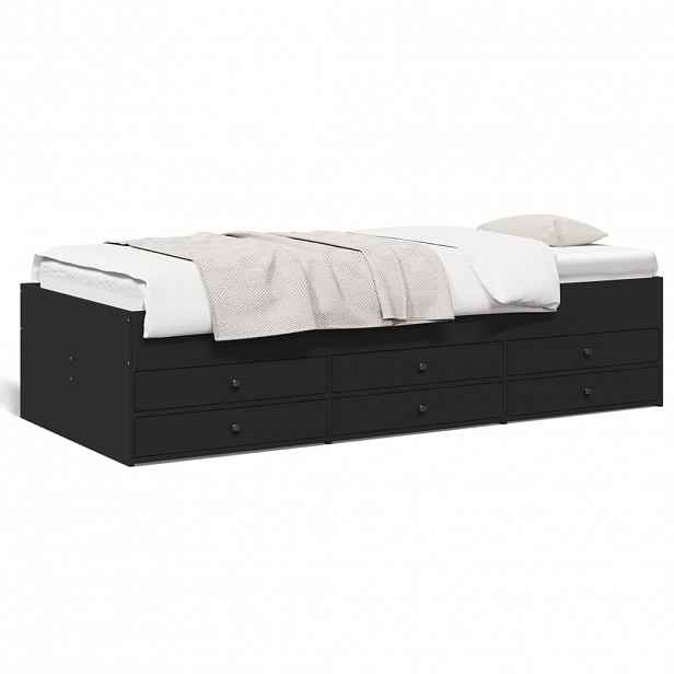 vidaXL Válenda se zásuvkami bez matrace černá 100 x 200 cm