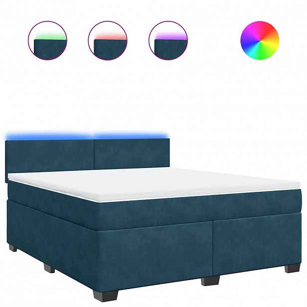 vidaXL Box spring postel s matrací modrá 180 x 200 cm samet
