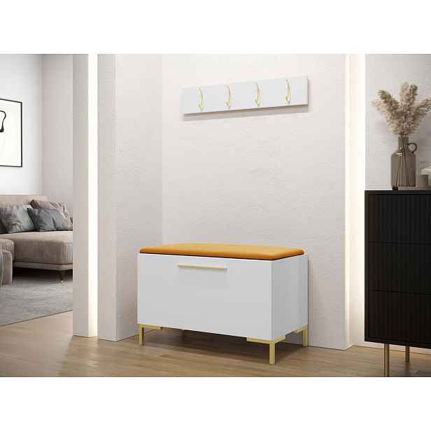 Nábytek do předsíně s čalouněnými panely ANDORA 7 - bílý / žlutý