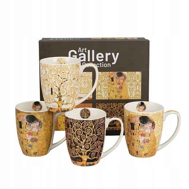 Sada hrnků porcelánový hrnek 4 šálky classic inspired by Gustav Klimt