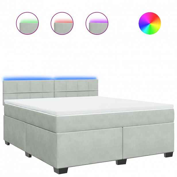 vidaXL Box spring postel s matrací světle šedá 180x200 cm samet