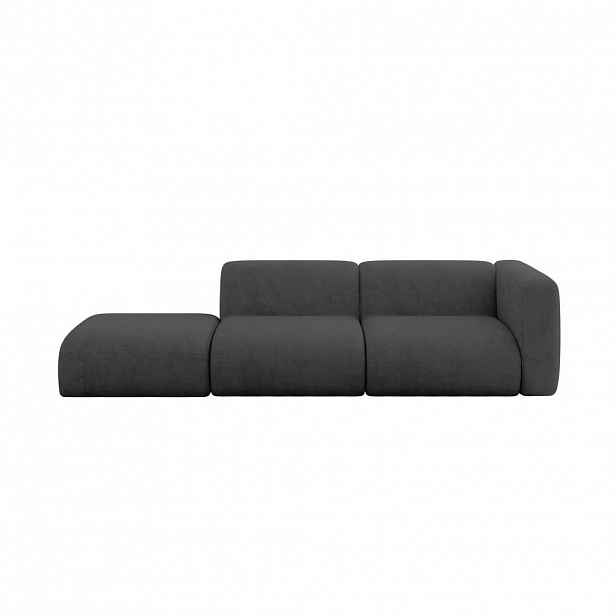 ALTDECOR POHOVKA S PRAVOU OTOMANOU MIRA-S3 296x89x70 Tmavě šedá Velur