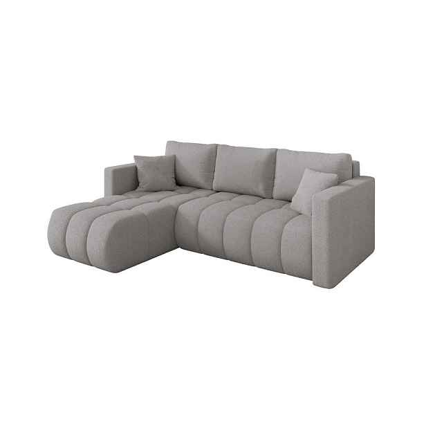 ALTDECOR ROHOVÁ SEDAČKA s funkcí spaní, otoman vlevo GARD-L 226x146x85 světle šedá bouclé