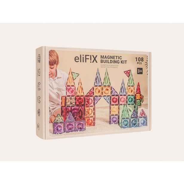 Magnetická stavebnice EliFix pastel - 108 ks
