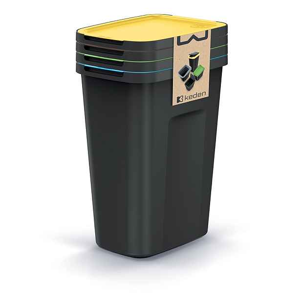 Prosperplast Sada odpadkových košů COMPACTO FLAS 4x 35 L černá