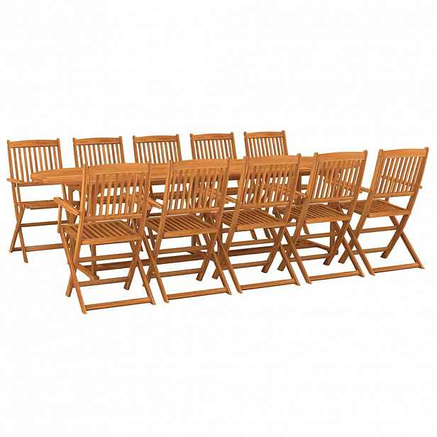 vidaXL 11dílný zahradní jídelní set 280x90x75cm masivní akáciové dřevo