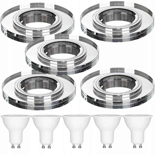 5x Skleněné Stropní Svítidlo Zapuštěné Do Stropu Křišťál Led Žárovky 1.5W