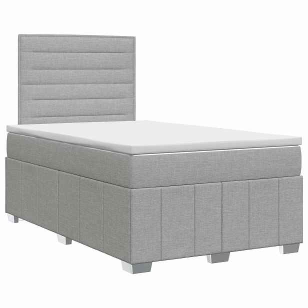 vidaXL Postel boxspring s matrací Světle šedá 120 x 190 cm Textil