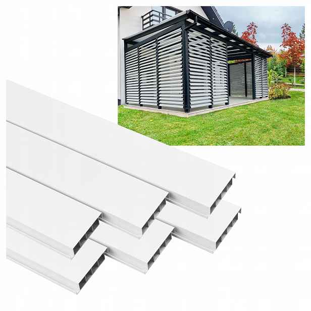 6 X Pohyblivé Desky Pro Žaluzie Shutters Panel Altán Pergola Bílá 120 CM