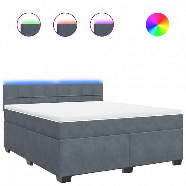 vidaXL Box spring postel s matrací tmavě šedá 180x200 cm samet