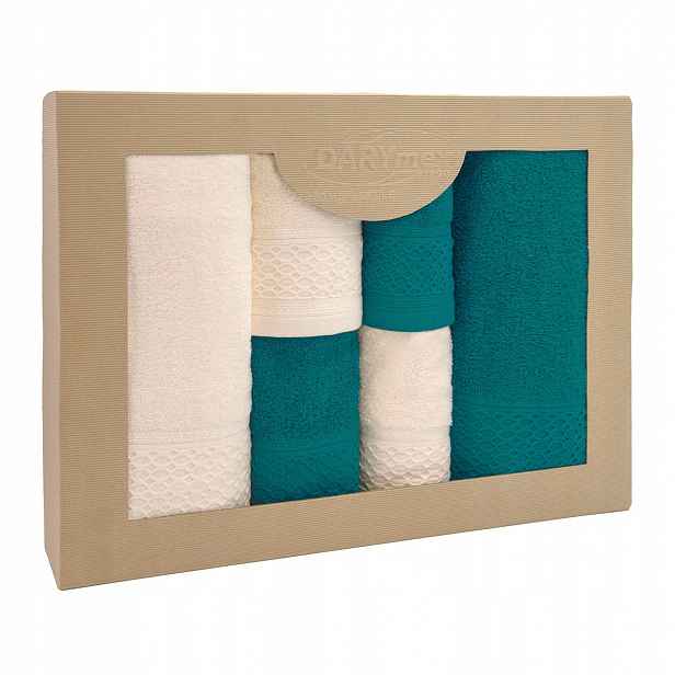 Ručník D Bavlna 100% Solano Ecru Tmavě tyrkysová 2x30x50+2x50x90+2x70x140