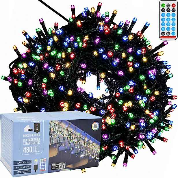 Solární Světelný Řetěz 480 Led 13 Funkcí Usb Multicolor Koopman