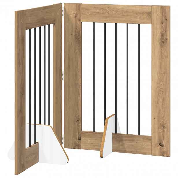 vidaXL Skládací psí brána se stojany 2 ks Dub artisan 120,5 cm