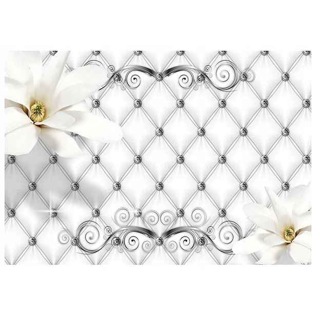 Fototapeta Bílé magnólie Elegance a luxus Stříbrné vzory 250x175 lepidlo