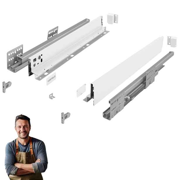 Šuplík Hafele Matrix Slim 500 mm H-64 35 kg 514.10.825 Tenkostěnná bílá