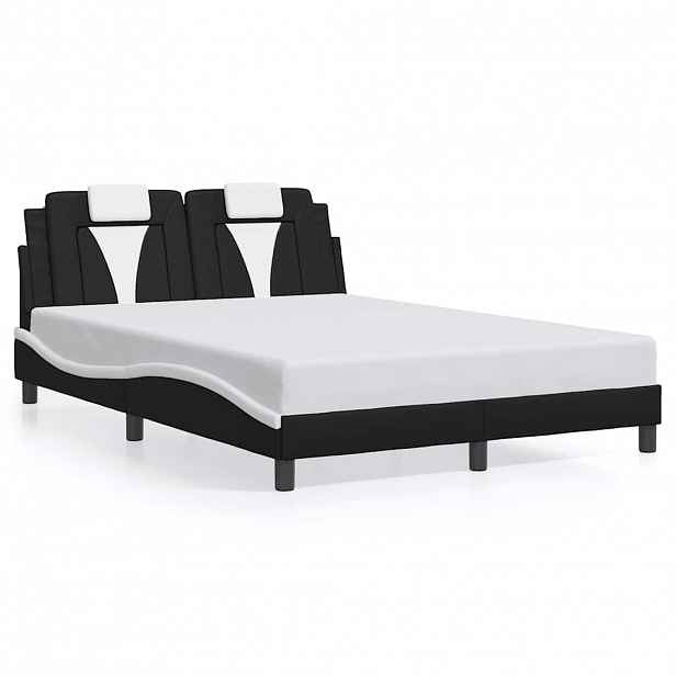 vidaXL Rám postele Viana bez matrace černý a bílý 140 x 200 cm umělá kůže