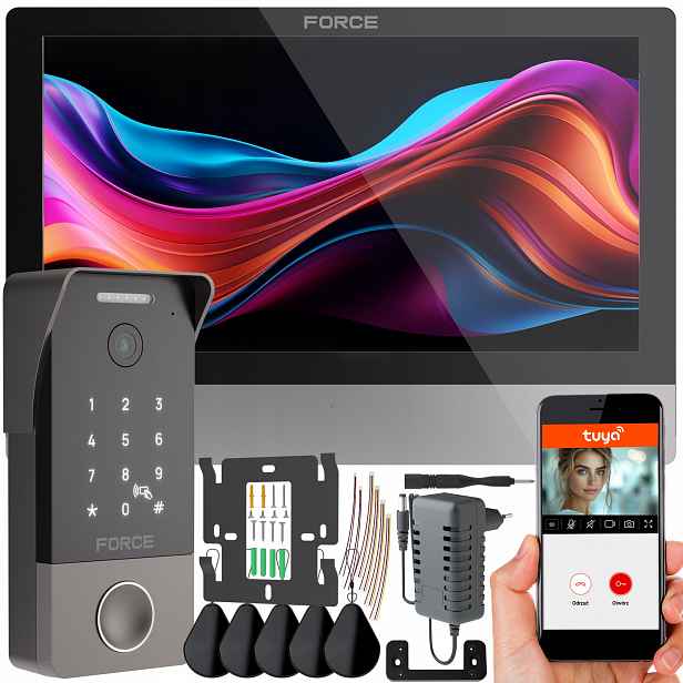 Videodomofon Force Myway Pro 10" Černý WiFi Tuya Klíčenky