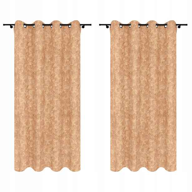 Záclony Do Pokoje 140x250 CM Závěs Oranžová Na Oka 2 Kusy